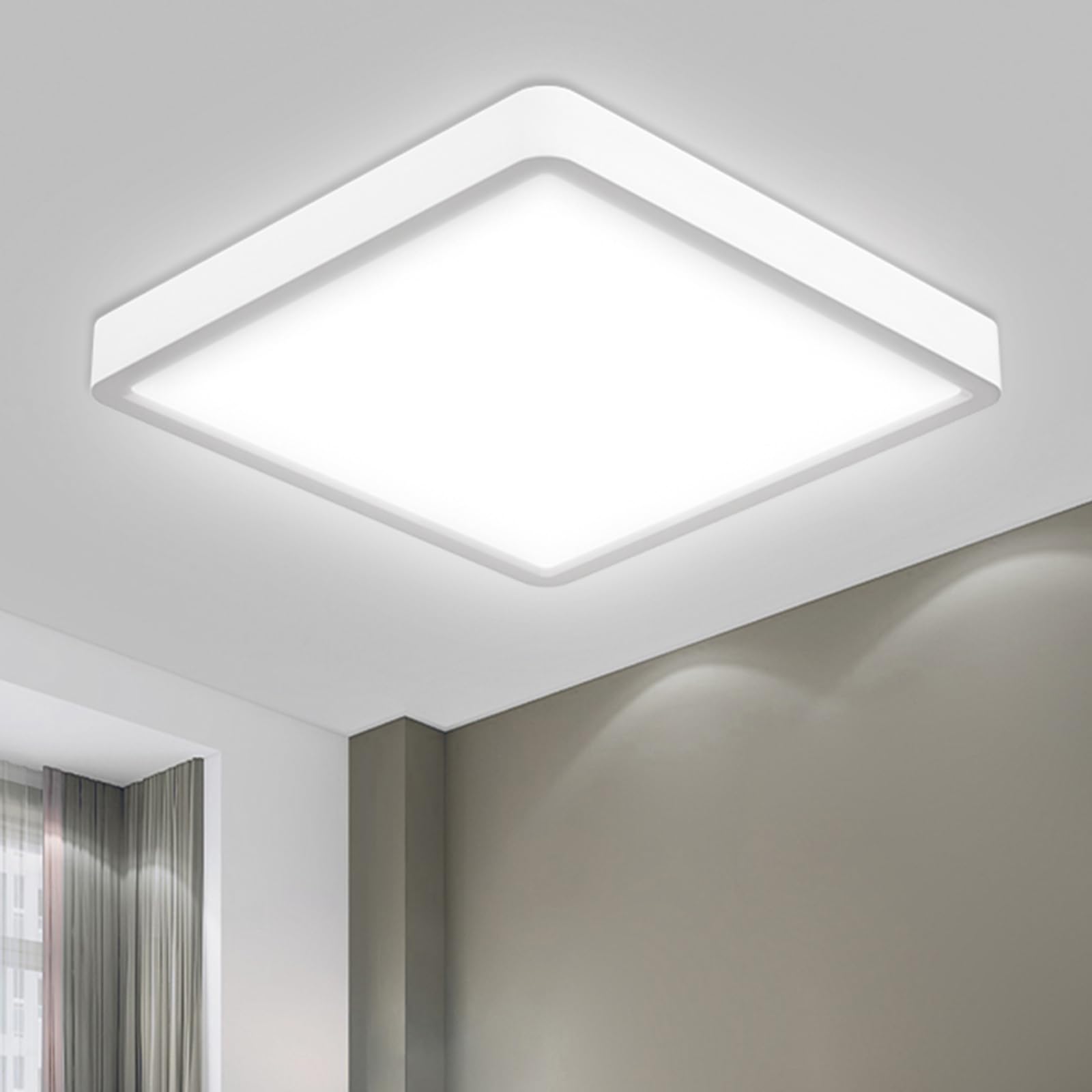 LQWELL® Plafoniera Lampada da soffitto a LED, IP44 Lampada da bagno impermeabile Quadrata piatta 18W 6000K 1600LM Sottile per soggiorno Bagno Camera da letto Cucina Seminterrato Ufficio, 220 * 24mm
