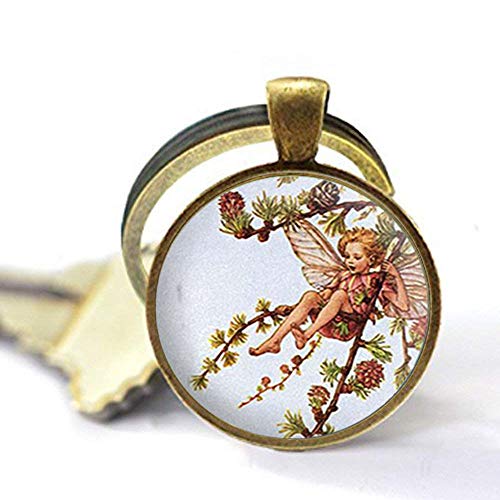 Llavero vintage con diseño de hada de hada, diseño de hada antigua, joyería hecha a mano