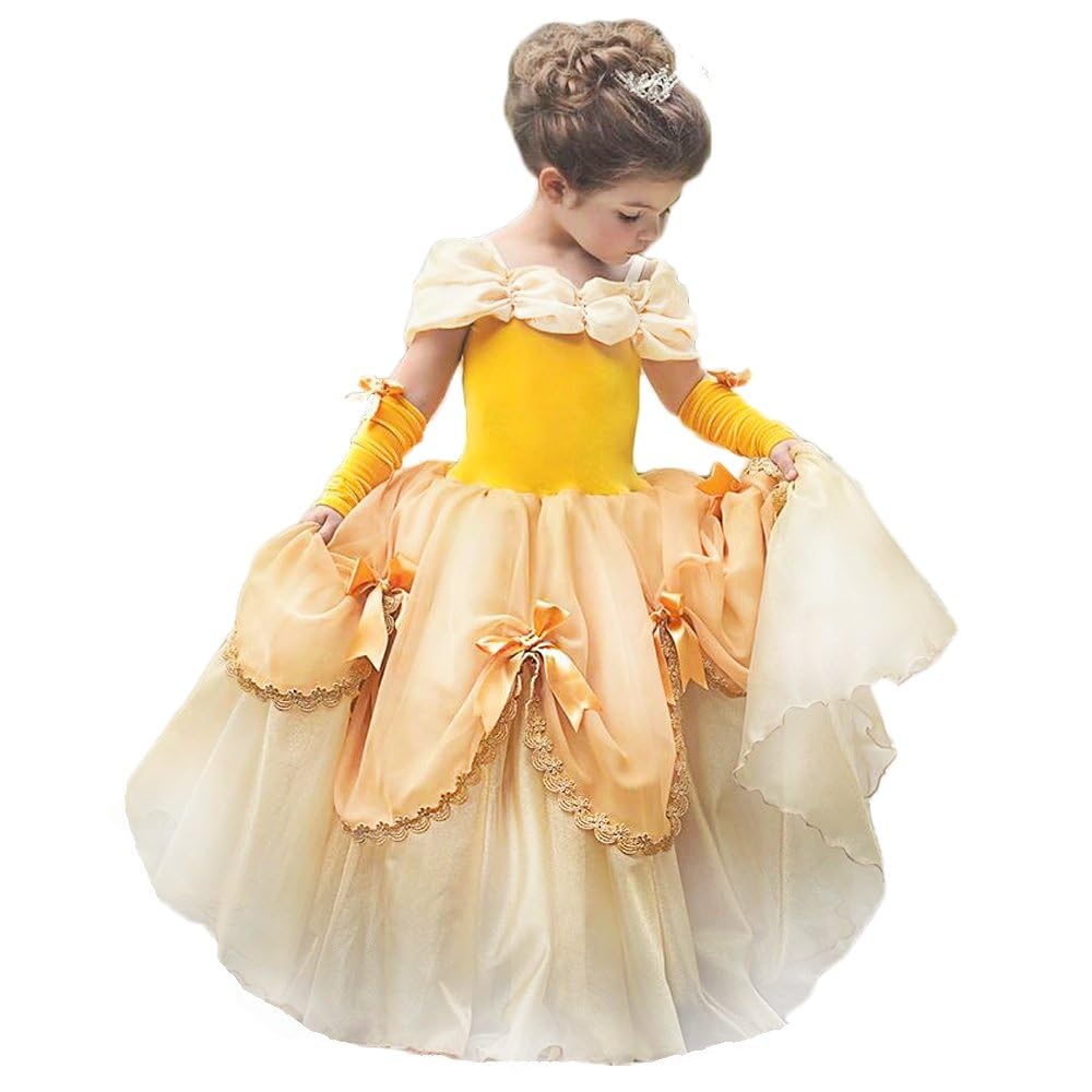 TYHTYM Deluxe Princess Costumes Little Girls Dress Kids Fancy Gown Cosplay Halloween Party 2-11T