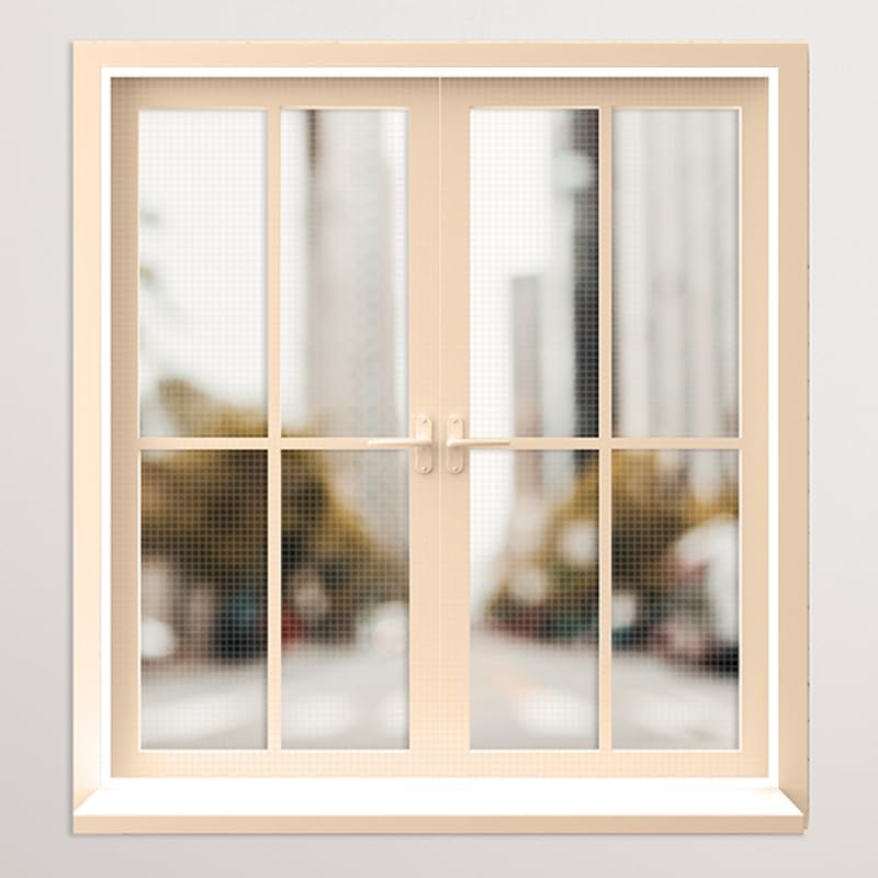 Image of Classic Mosquito Net for Windows | 50X120 cm | 120 GSM Fiberglass Mesh |Pre Stitched Window Net for Home | Self Adhesive Hook & Loop Easy Install | Protection from Mosquitoes & Insects |Ivory