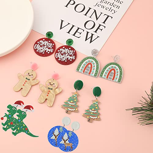 Christmas Stud Earrings For Women Christmas Acrylic Earrings For Women Gingerbread Earrings Dinosaur Earrings Rainbow Earrings Christmas Decorations #TOP2