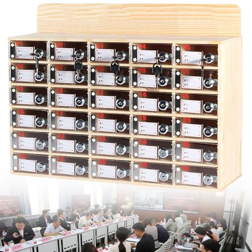 Gabinete de almacenamiento para teléfono celular, organizador de pared con 30 ranuras para oficina, escuela y aula