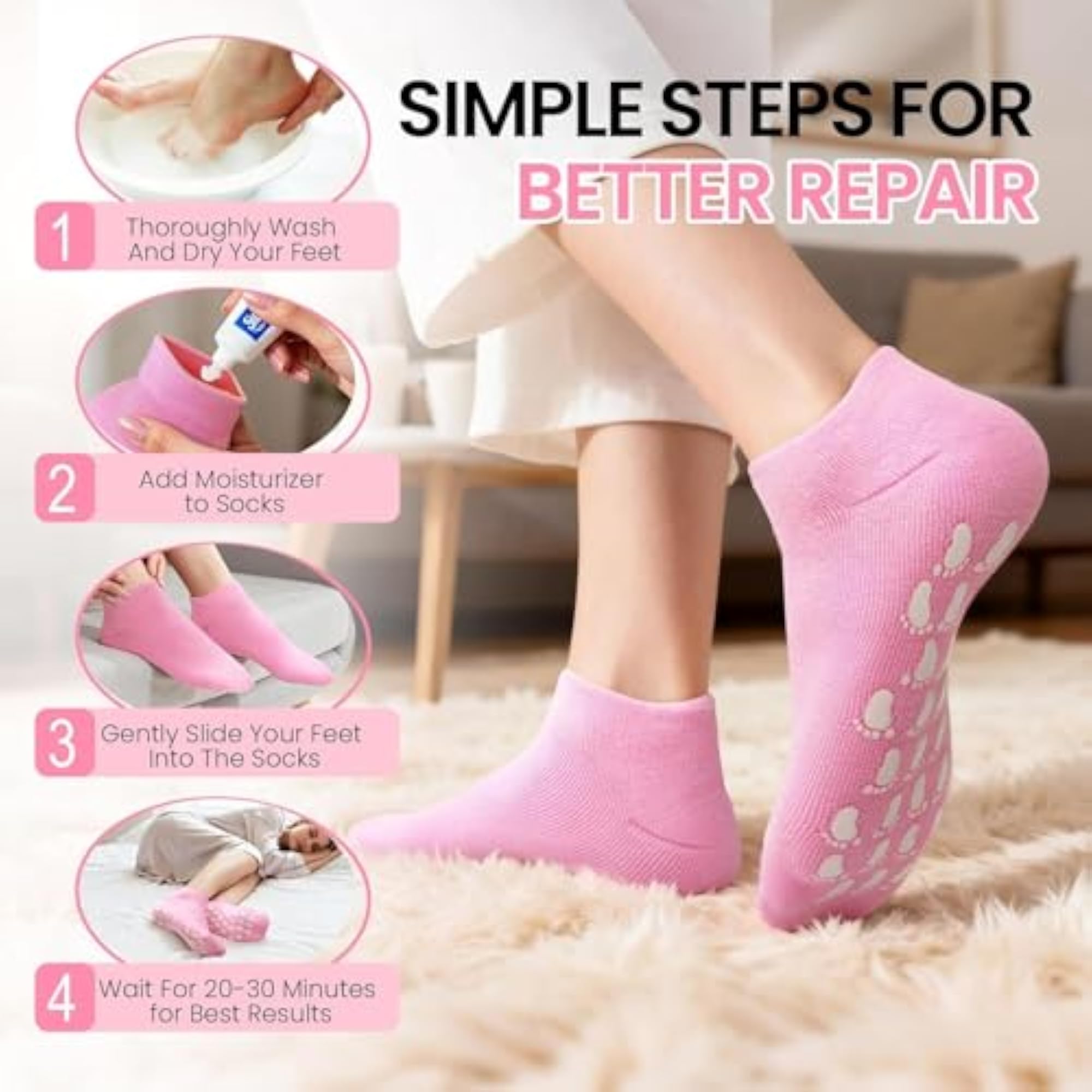 Silicone Moisturizing Spa Gel Socks for Dry Cracked Feet