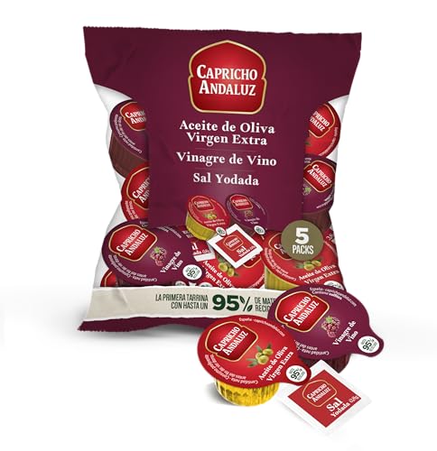 CAPRICHO ANDALUZ set aliño aceite de oliva y vinagre bolsa 5+5 uds