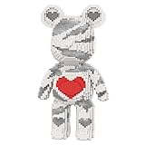 DAHONPA ホワイトベア ハート付き マイクロビルディングブロック 大人用 (5300個) クマのレンガセット ディスプレイモデル 恋人へのギフト 男性と女性へのギフト パーソナライズされた装飾