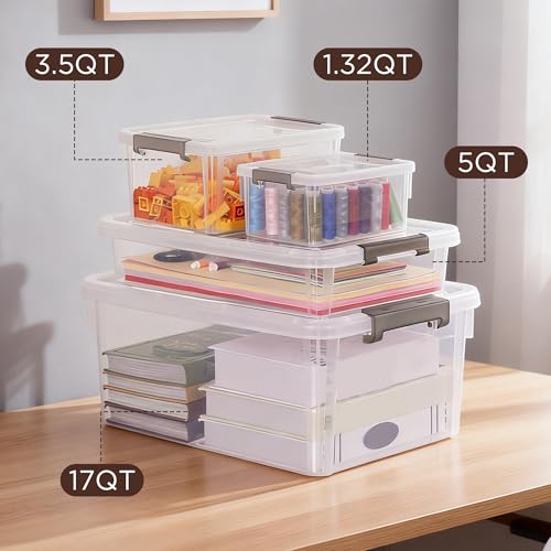 Image of 17QT Plastic Storage Bins with Lids, 5Packs Stackable Containers