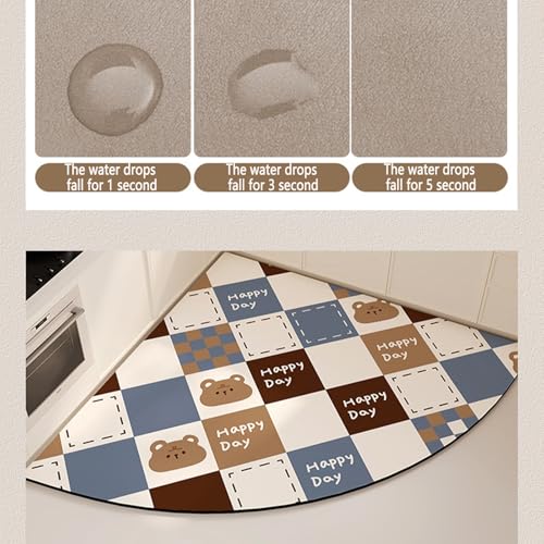 Alfombra de cocina antideslizante con diseño de corazón lavable y muy absorbente de 120x120 cm 5