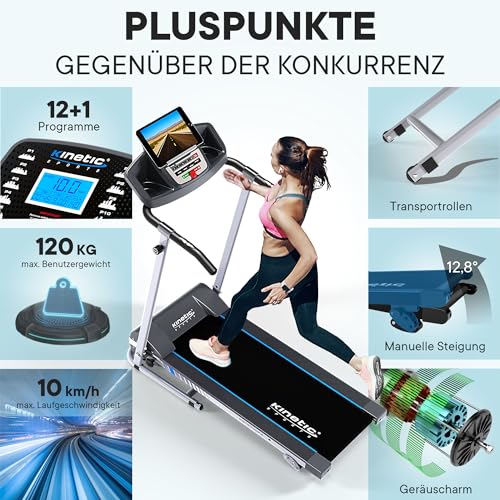 KINETIC SPORTS Elektrisches Laufband KST2700FX, Klappbares Laufband für Zuhause bis 10 km/h...