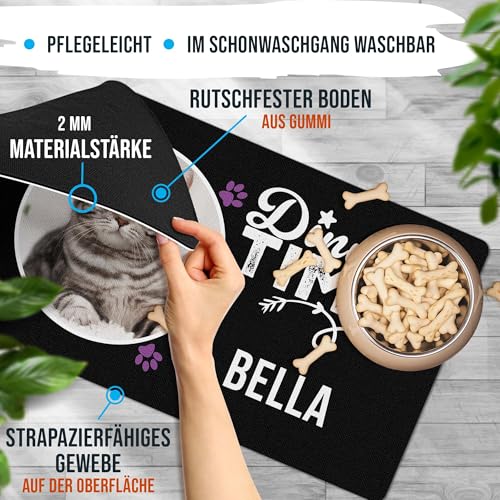 PR Print Royal Napfunterlage mit Name und Foto selbst gestalten - Dinner Time - Futtermatte für Hunde & Katzen - Personalisierte Geschenkidee, Waschbar | 60 x 35 cm, rutschfest