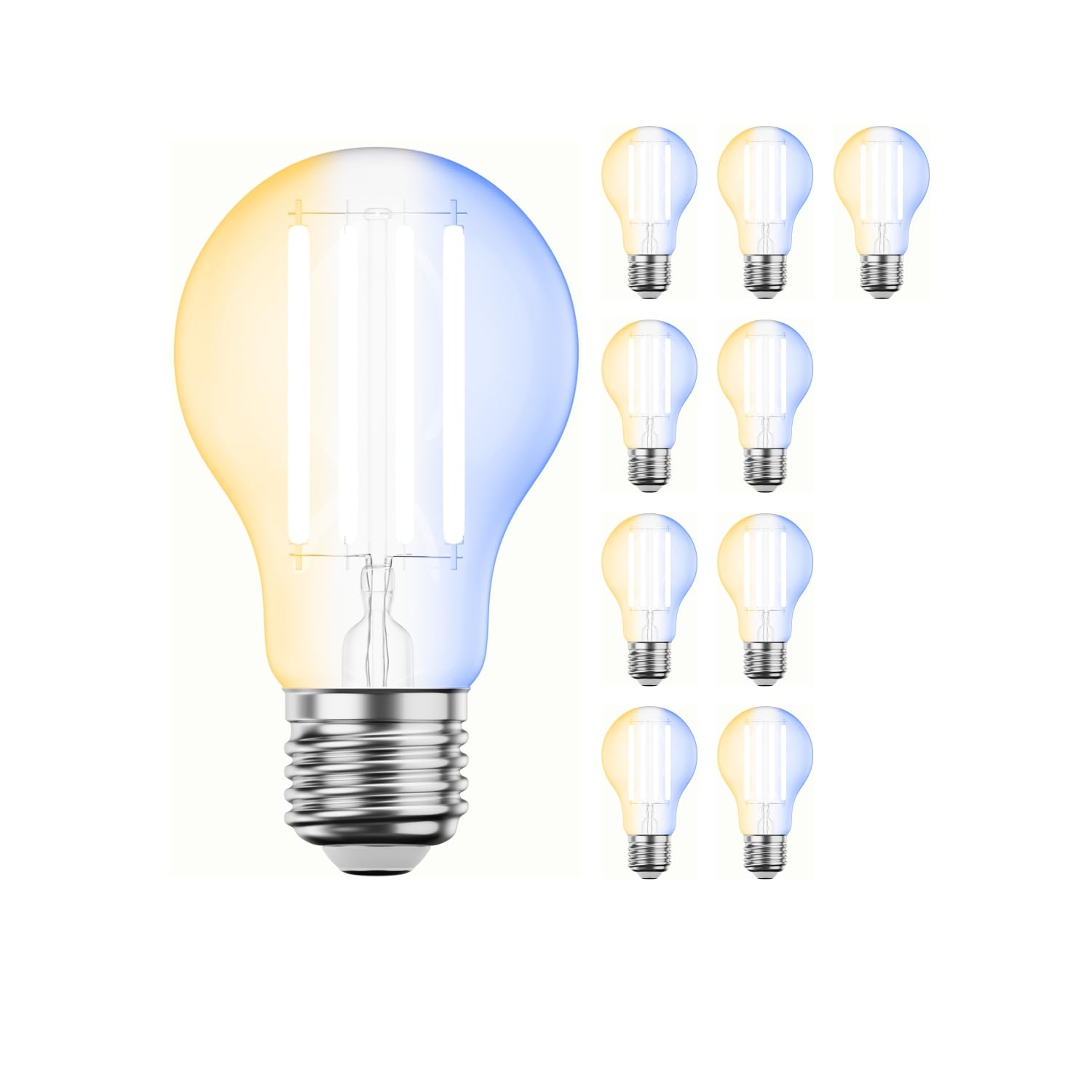 ledscom.de 10x bombillas LED E27, A60, blanco cálido - blanco frío (2700-6700 K), 7 W, 1005lm, Smart Home, WLAN, Alexa