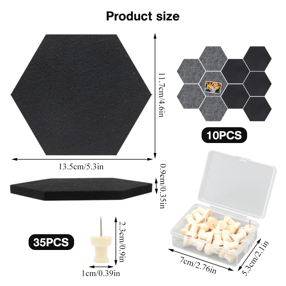 Bacheca In Sughero E Feltro 8 Pezzi - Con 40 Puntine, Autoadesiva, Per Casa E Ufficio, Grigio - Foto 10