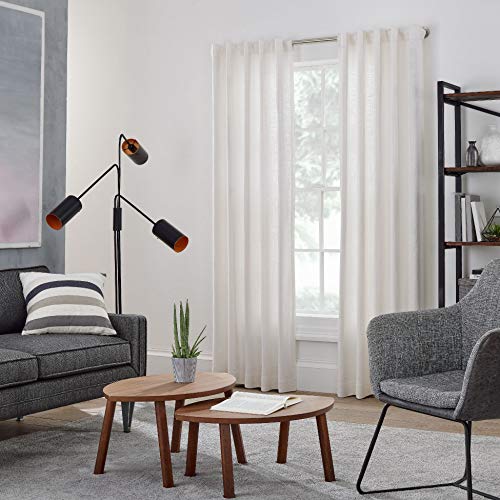 Mode Industrial Room Darkening Collection 1 1/8" Diameter Industrial Curtain Rod Set With Steel Wall Mounted Adjustable Curtain Rod, Blocks Light, Fits 72” To 144” Windows, Warm Gold #TOP3