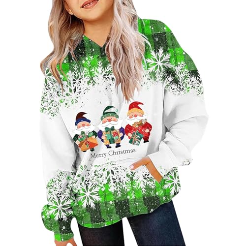 Generisch Niños Otoño Invierno Tema Navidad Muñeco de Nieve Manga Larga Sudadera con Capucha Abrigo Cálido y Cómodo Niño para Niños y Niñas Mujer Suéter, verde, 12-18 meses