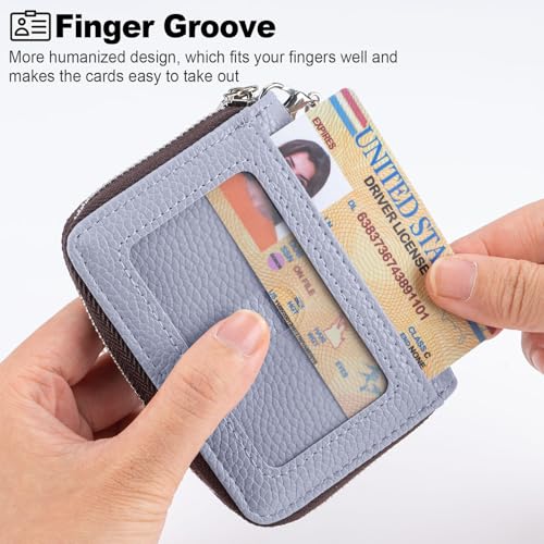 Image of Mayski Credit Card Holder, Zipper Credit Card Wallet for Women, Small Accordion Card Cases Holder, KeyChain Wallet, Business Card Holder, Canel Blue