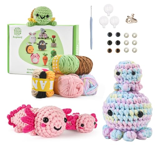 ElysiumEq Crochet kit for Beginners Amigurumi Crochet Kit Animals Crochet Kit All-in-One Crochet for Beginners Crochet Kit for Beginners Crochet Set with Step-by-Step Video Tutorials