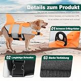 Voarge Hundeschwimmweste für Haie, Hundeschwimmweste mit Griff und Reflektor, Sicherheitsweste für Haustiere (Orange, XS)
