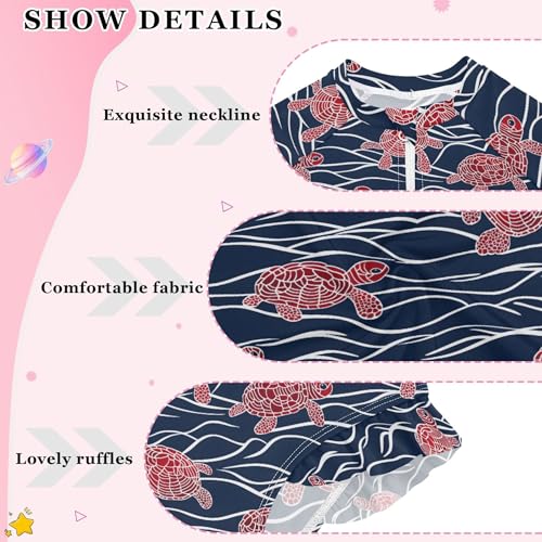 Sea Turtle Red Girls Long Sleeve Rashguard Swimsuit UV Protection One-Piece Swimwear Bathing Suit B04036694