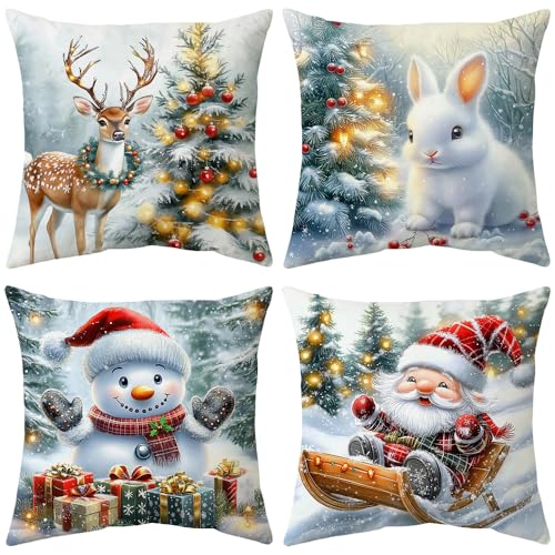 ARNTY Weihnachten Kissenbezug 45x45cm 4er Set Weihnachtsdeko...