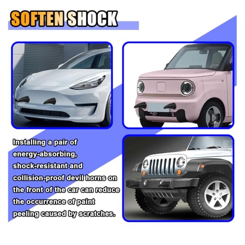 Image of 2 PCS 3D Devil Horn Sticker, Car Roof Bumper Decoration, 4.3 Inch Elasticity Anti Collision Protector Sticker, Car Exterior Accessories for Truck SUV Helmet Motorcycle (Black)
