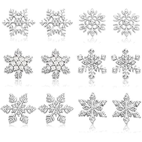 NVENF 6 Pairs Snowflake Earrings Cover