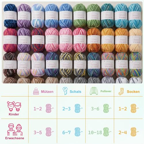 Vincona Buntes Häkel- und Strickgarnset 5x50g – Bild 5
