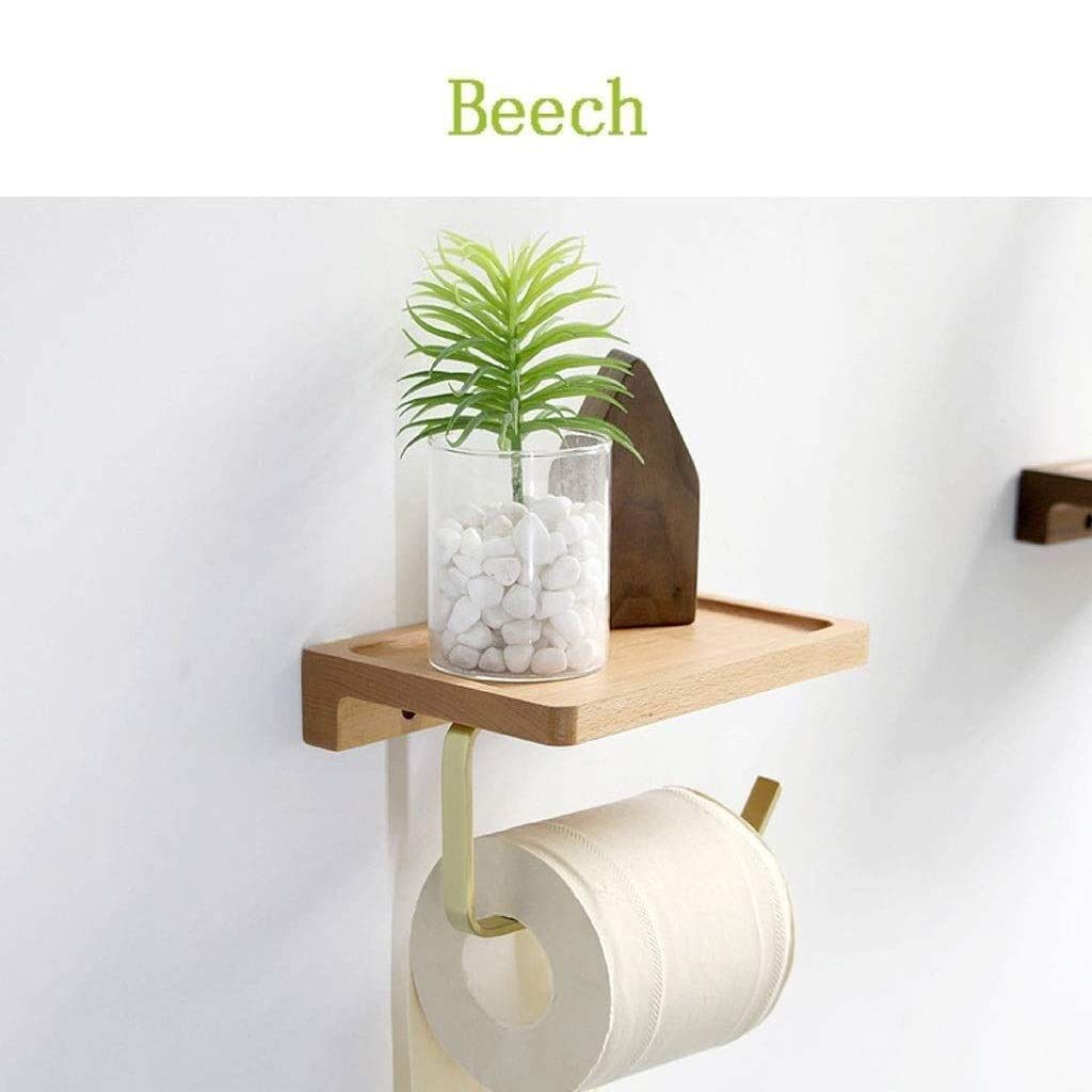 NEECS Portasciugamani da Parete in Stile Rustico Vintage, portarotolo di Carta igienica, Cucina, Bagno, mensola per Cellulare in Legno massello di Rovere