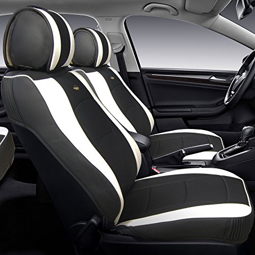 Image of FH Group Car Seat Cover Cushion - 2 Pack Seat Covers for Cars Trucks SUV, Faux Leather Car Seat Cushions, Waterproof Car Seat Cover Cushion, Universal Fit Car Seat protector Front Set White