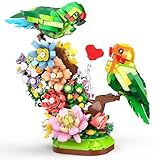 Vziimo Flowers & Love Bird Building Set for Adults, Flower Parrot Botanicals Decor Model Kit with LED, Animal Toys Gifts Ideas for Adults and Teens Age 14+ (1050 PCS)