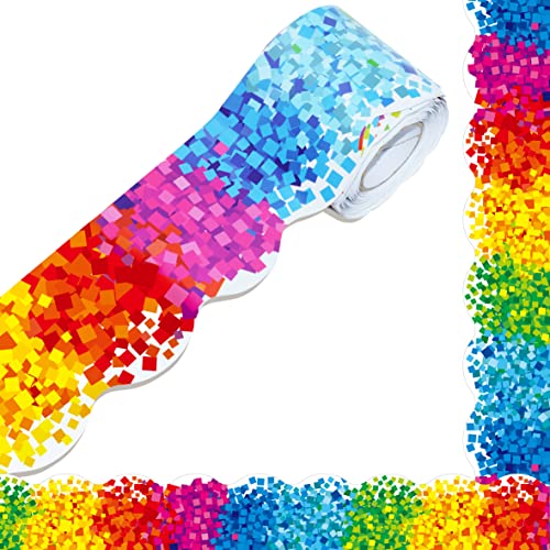 Image of ERKE 60 Feet Bulletin Board Borders, Confetti Scalloped Rolled Border Trim for School, Classroom & Offices
