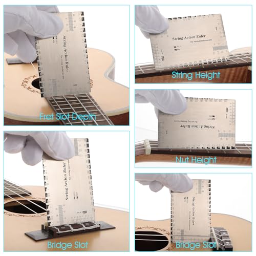 Qianyu 2 Pcs Guitar String Action Gauge Ruler Stainless Steel Guitar Setup Gauge Tool Luthier String Height Measuring Tool for Electric Bass and Acoustic Guitar Bass Mandolin Banjo 3 Qianyu 2 Pcs Guitar String Action Gauge Ruler Stainless Steel Guitar Setup Gauge Tool Luthier String Height Measuring Tool for Electric Bass and Acoustic Guitar Bass Mandolin Banjo - Image 3