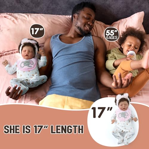 BABESIDE 17 Inch Reborn Baby Dolls Black Girl with Curls, Soft Body by BABESIDE - Used condition - Image 5