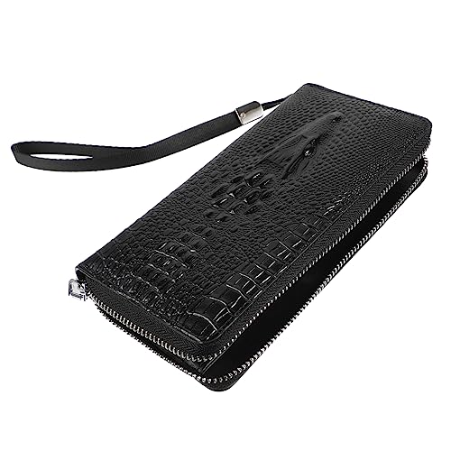 Large Capacity Alligator Pattern Long Wallet for Men with Zipper Closure Stylish Bifold Handbag for Phone Cards and Gadgets Secure Theft Resistant Design Male Relatives and Friends