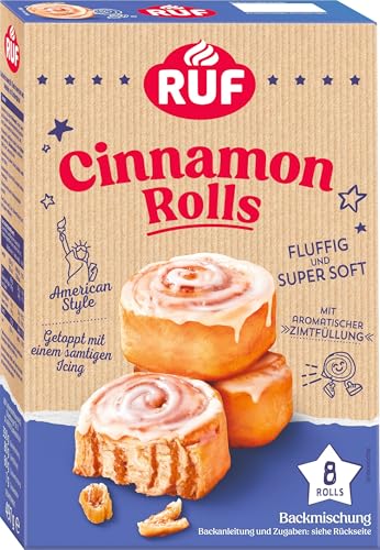 RUF - Cinnamon Rolls, Preparado Alimenticio en Polvo, Glaseado de Azucar, 8 porciones, 497gr