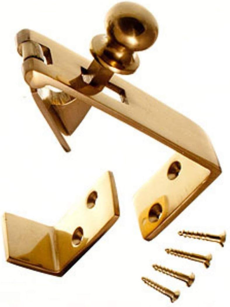 BRASS COUNTER FLAP CATCH AND STAY POLISHED BRASS WITH SCREWS
