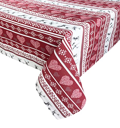 tex family Nappe en résine Torino antitache et déperlante (Cm. 140x180 x6 Persone, Cerf tyrolien)