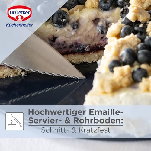 Foto von Dr. Oetker Springform Ø 26 cm Back-Liebe Emaille – Inklusive Flach- und Rohrboden – Schnitt- & kratzfestem Emaille-Boden – 26er Kuchenbackform mit extra hohem Rand in Dunkelblau