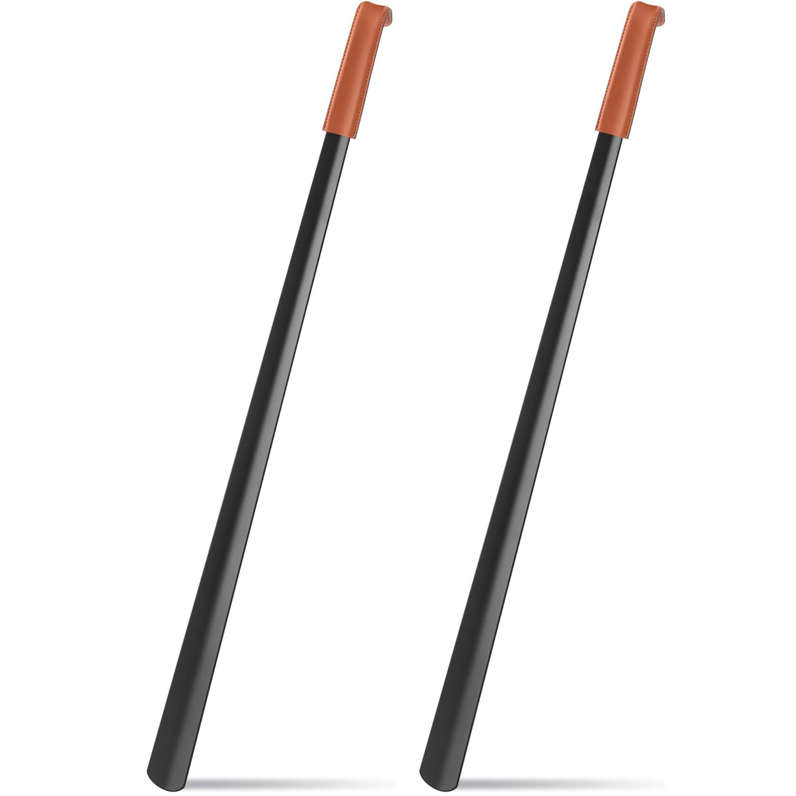 2 Pcs 31.5'' Extra Long Metal Shoe Horn for Elderly, Black and Brown