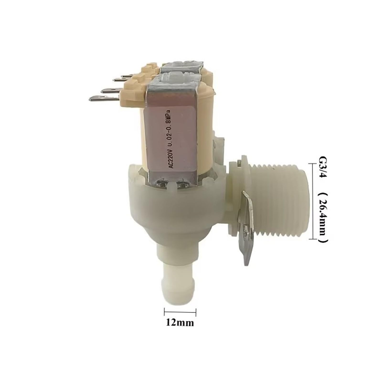 Electroválvula Válvula Solenoide De Entrada De Rodillo De Junta Universal, Rosca De 3/4 ", 12mm, Lavadora Vertical Bidireccional Unidireccional Válvula de Agua para Lavadora(110V)