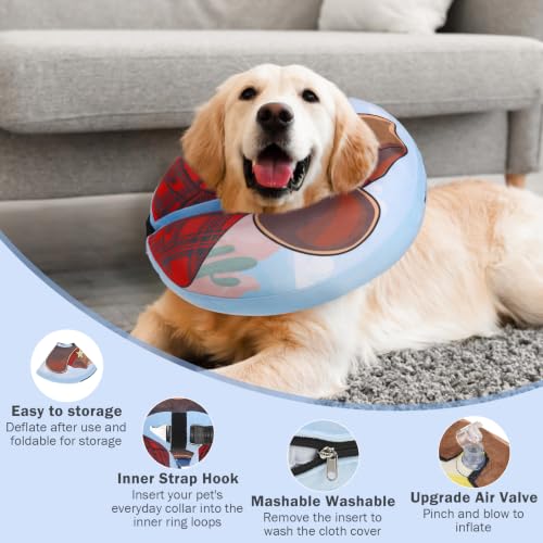 Image of SCENEREAL Dog Cone Alternative After Surgery Donut Collar, Soft Inflatable | Cone Collar for Dogs, Adjustable Pet Neck Donut E Collar Dog Recovery Collars to Stop Licking, Cowboy Print E-Collars, M