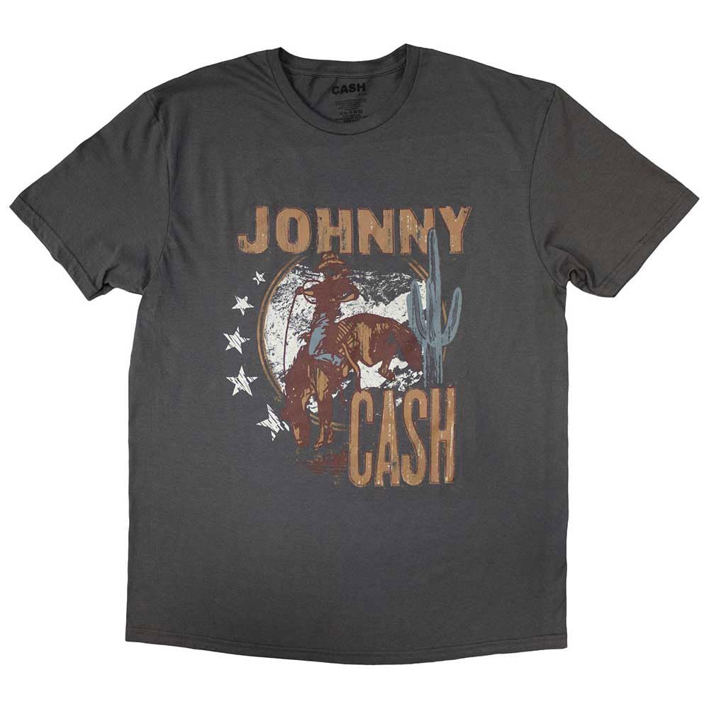 Johnny Cash Unisex Adult Cowboy T-Shirt (L) (Charcoal Grey)