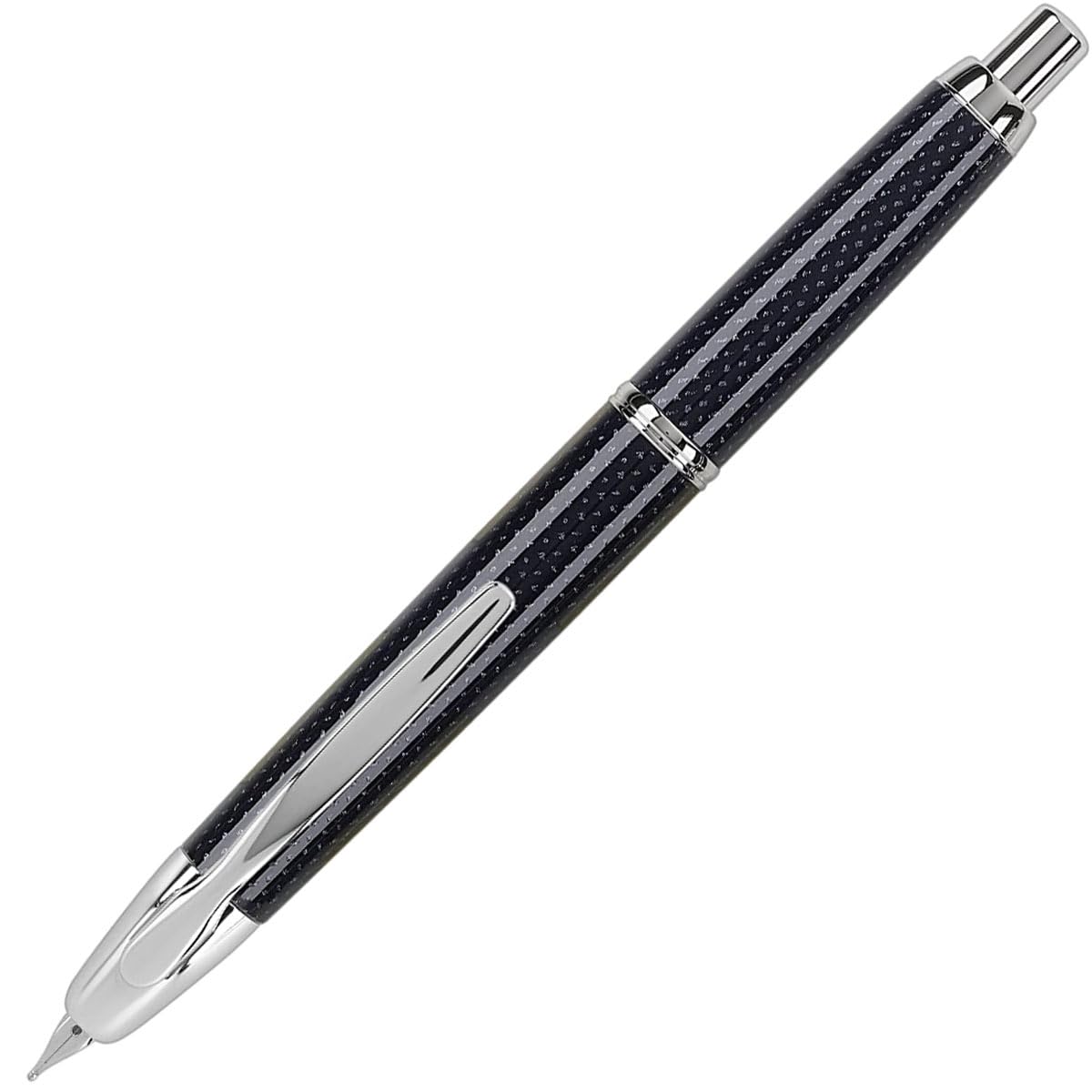 PILOT Vanishing Point Collection Refillable & Retractable Fountain Pen, Blue Carbonesque Barrel with Rhodium Accents, Blue Ink, Medium Nib (60249)