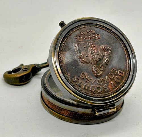 Brújula de Bolsillo de Latón Boy Scout con Estuche de Cuero – Herramienta de Navegación Marítima 2x1.7 Pulgadas para Senderismo, Camping y Mochilero miniatura 4