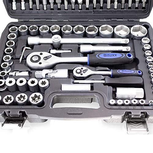 Bituxx® 108 Teiliges Werkzeugkoffer Knarrenkasten Werkzeugset Werkzeugkasten Ratschenkasten Steckschlüssel Bit Sechskant Werkzeug Set – Bild 7