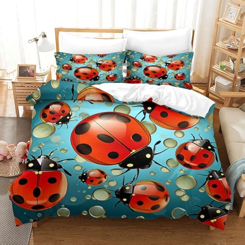 Housse de couette coccinelle effet 3D ultra douce en microfibre - 3