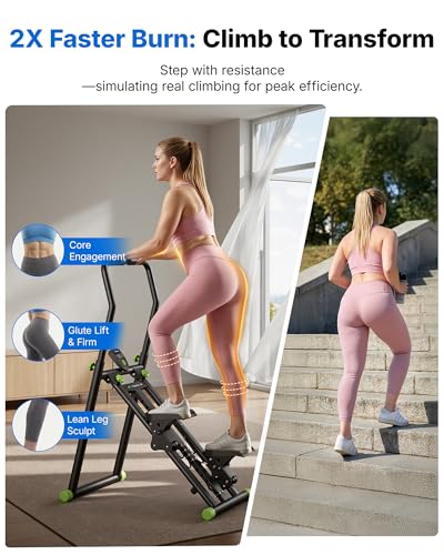 Image of MERACH Stair Stepper for Home Gym Exercise, New Version Stairmaster for Full-Body Workout, Compact Folding Stair Climber with Extended Step Range, Adjustable Handlebar /Pedal