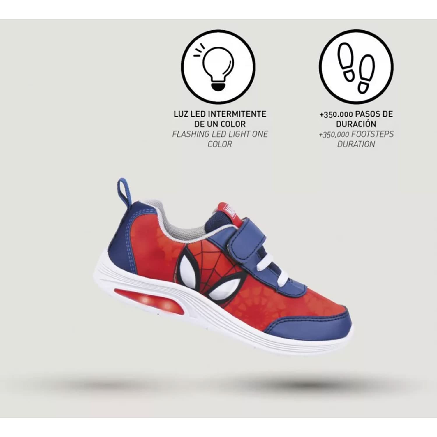 Marvel Spiderman Zapatillas deportivas de velcro para niño con luces LED 4999