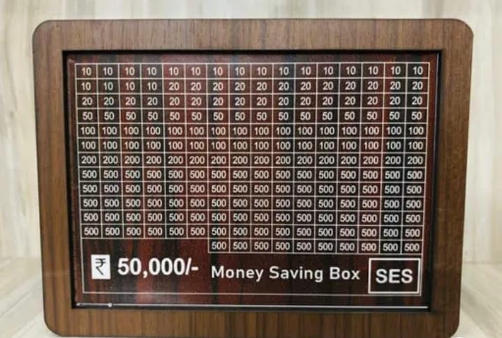 Wooden Savings Box with Deposit Chart Target | Money Saving Challenge Box Style-101-image-42