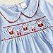RSRZRCJ Baby Girls Christmas Romper Santa Claus Embroidery Doll Collar Long Sleeve Jumpsuits for Newborn Fashion Clothes (Blue, 6-12 Months)