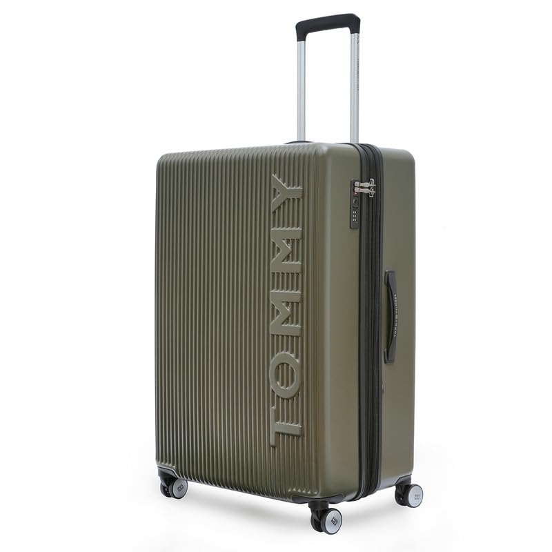Image of TOMMY HILFIGER Trolley, Olive Green, Empire Plus, 63L | Big Suitcase for Travel, Travelling Luggage, Check-in Luggage