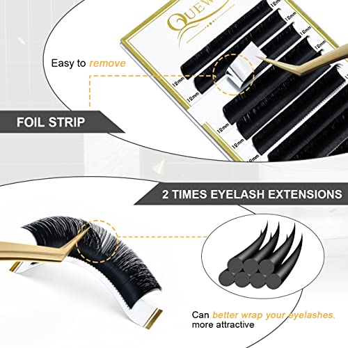 Easy Fan Quewel Russian Volume Lash Extensions 0.07 D Curl 12mm Reusable Box Self Fanning Automatic Blooming Lashes - Image 4